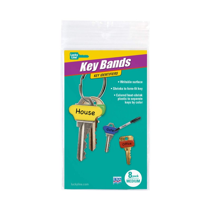 Lucky Line Colorful Key Bands - Key Identifiers Medium, 8 Pack (17108) - Image 1